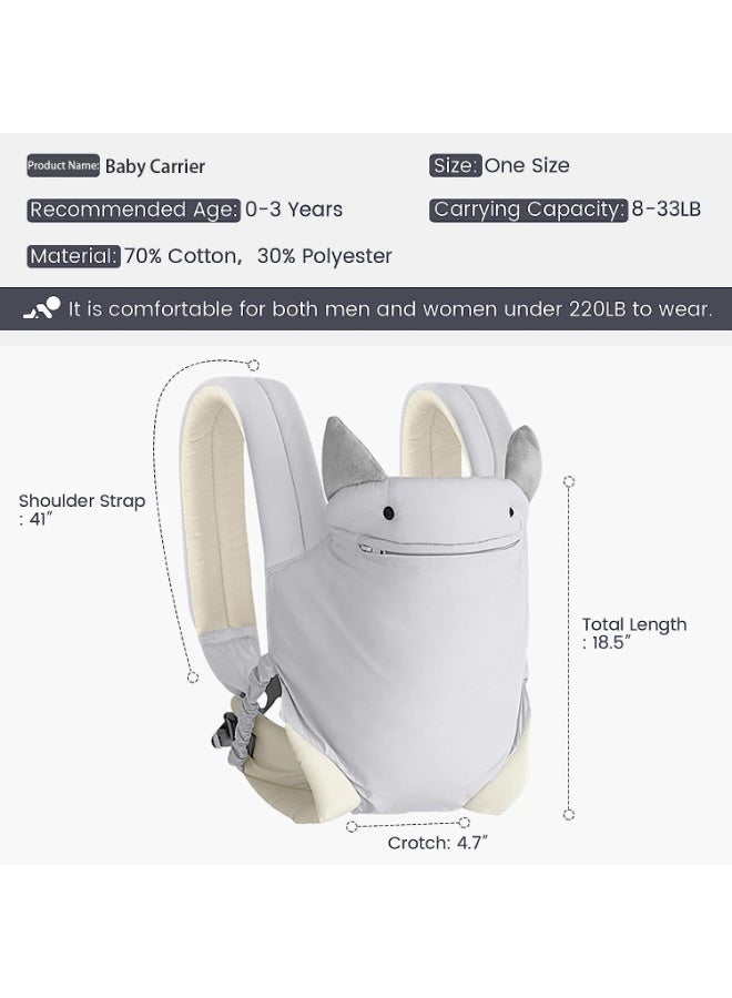 TAPIT Baby Carrier Newborn to Toddler Ergonomic Infant Carrier Breathable Baby Sling with Pocket Adjustable Multi-Position Baby Holder with Lumbar Support for Babies 3-36M (8-33lbs) Grey - Image 4